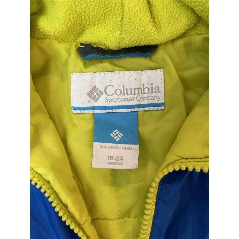 Columbia Toddler Kitterwibbit Jacket Size 18-24 Months‎ Blue Yellow Hooded Coat